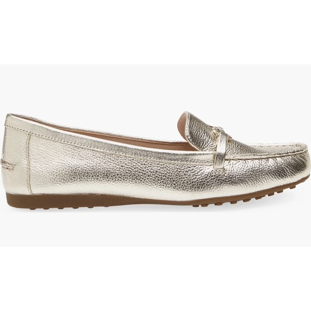 KATE SPADE NEW YORK Women Gold Carson Round Toe Slip On Leather Loafers Size 7.5 - Picture 14 of 15